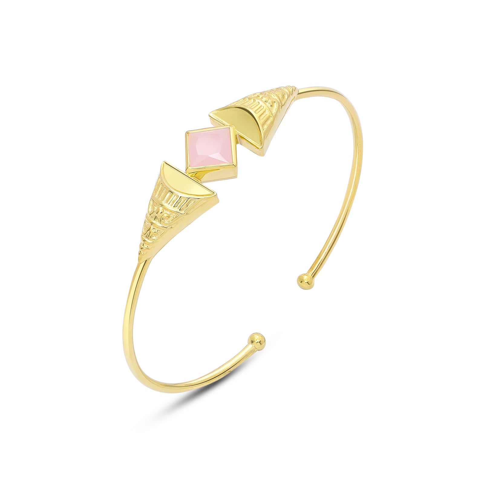 Gold Plated Opal Stone Sterling Silver Cuff bracelet - Tweov Jewels