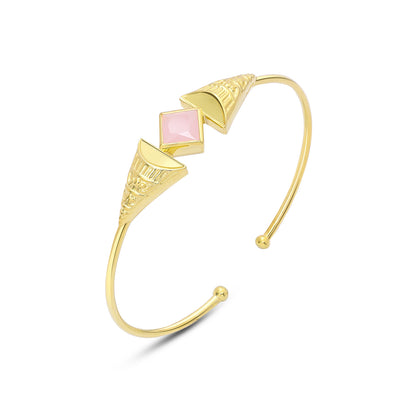 Gold Plated Opal Stone Sterling Silver Cuff bracelet - Tweov Jewels
