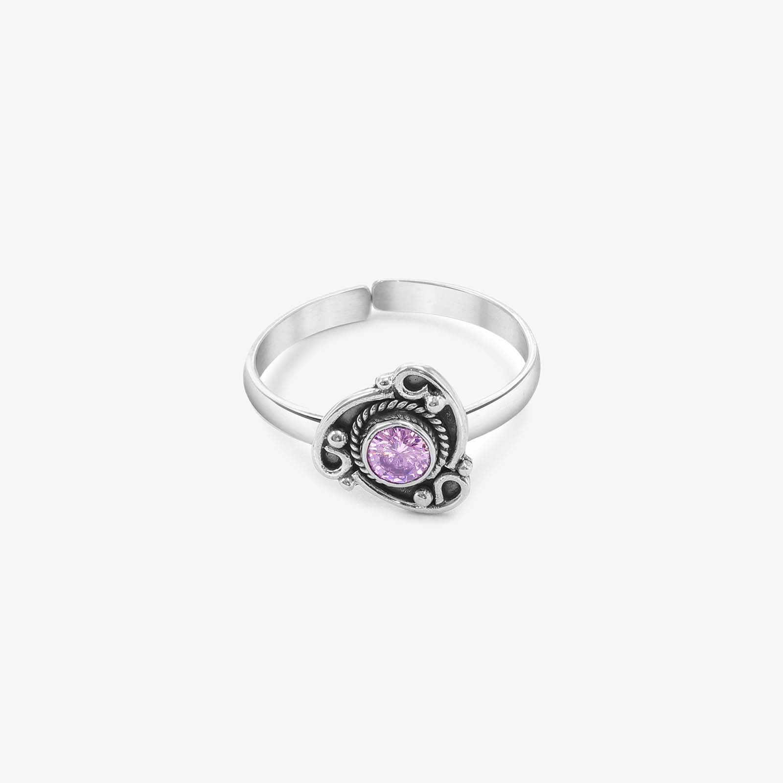 Silver Purple Triangular Toe Ring