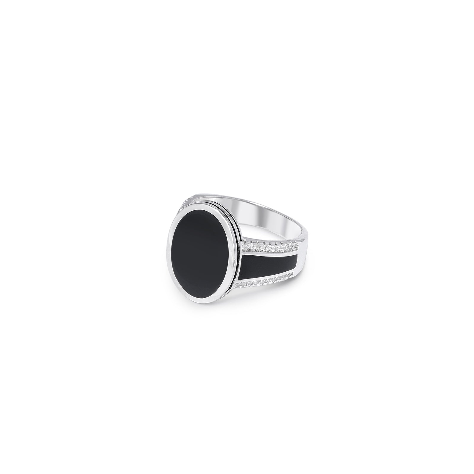 Pure 925 Silver Ring - Oval-Shaped Black Onyx Ring - Tweov Jewels