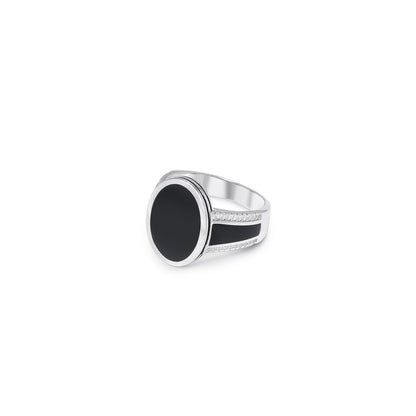 Pure 925 Silver Ring - Oval-Shaped Black Onyx Ring - Tweov Jewels