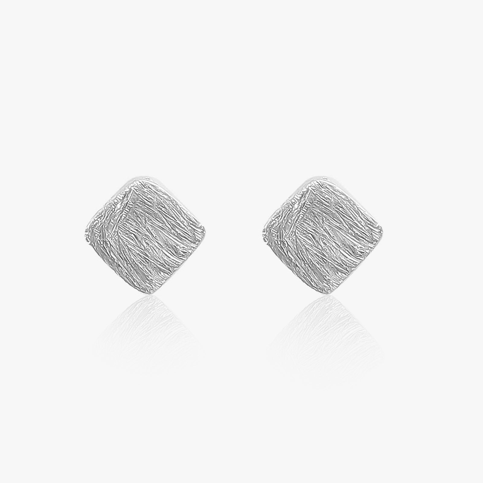 Rugged Square Shaped Silver Stud Earrings - Tweov Jewels