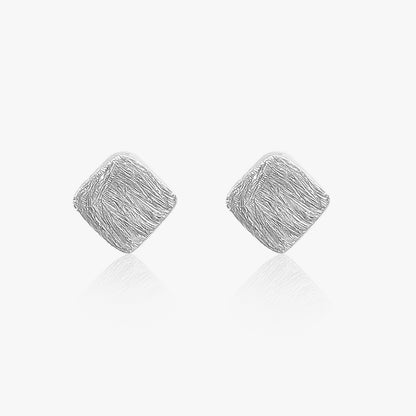 Rugged Square Shaped Silver Stud Earrings - Tweov Jewels