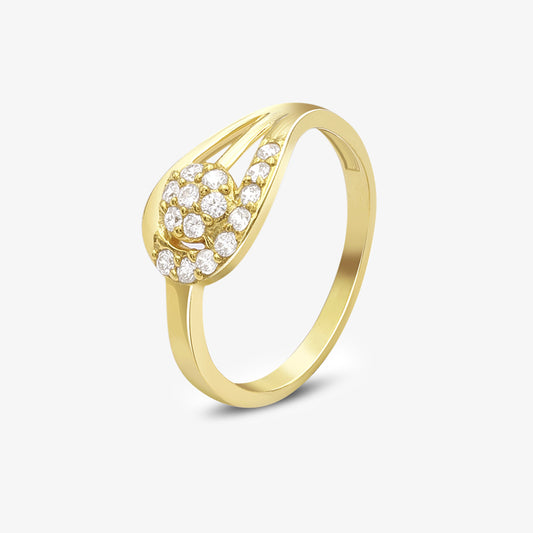 Gold Toned Floral Silver Ring