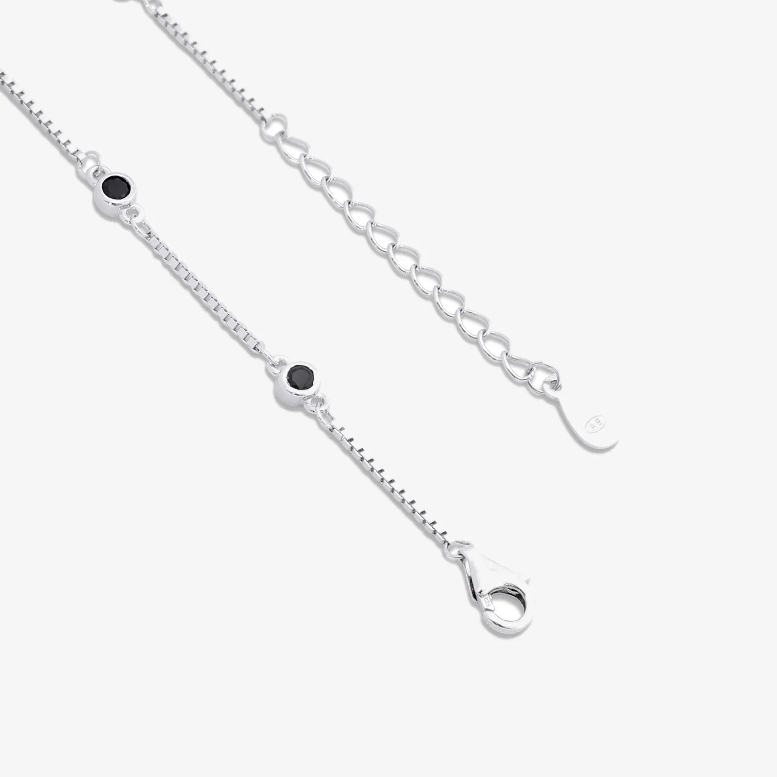 Silver Black Stone Box Chain Bracelet - Tweov Jewels