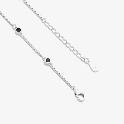 Silver Black Stone Box Chain Bracelet - Tweov Jewels