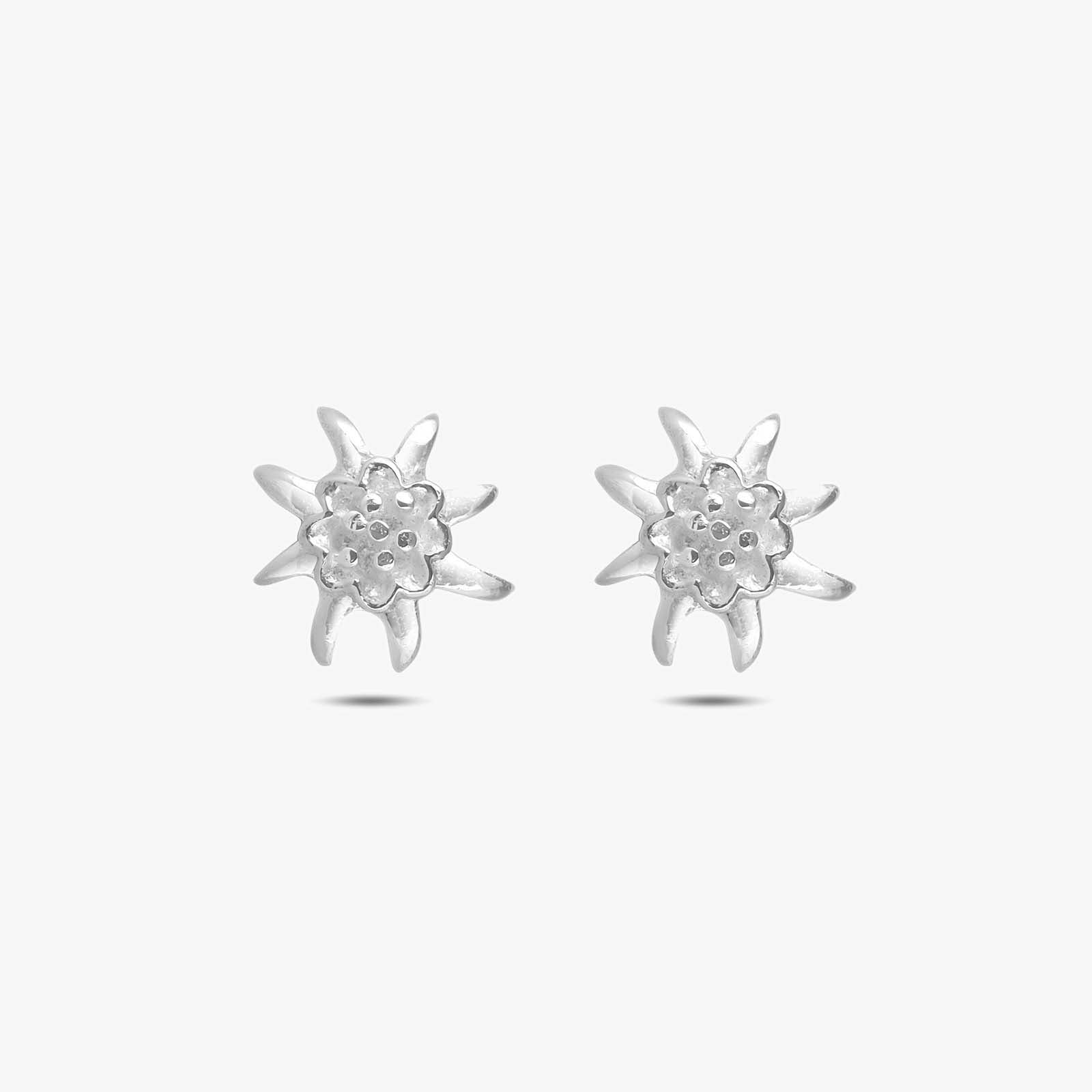 Glossy Floral Design Silver Stud Earrings - Tweov Jewels