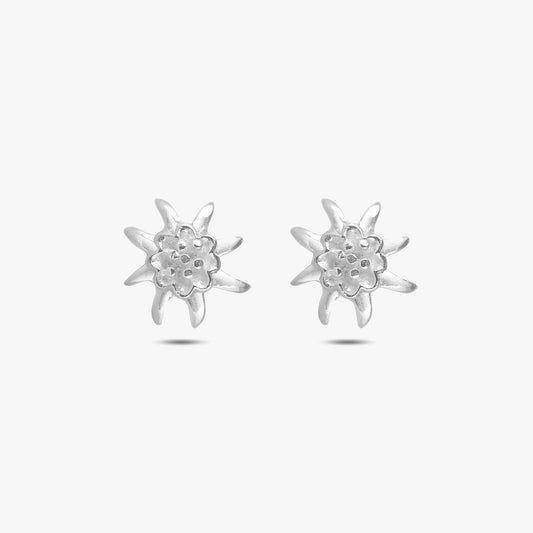 Glossy Floral Design Silver Stud Earrings - Tweov Jewels