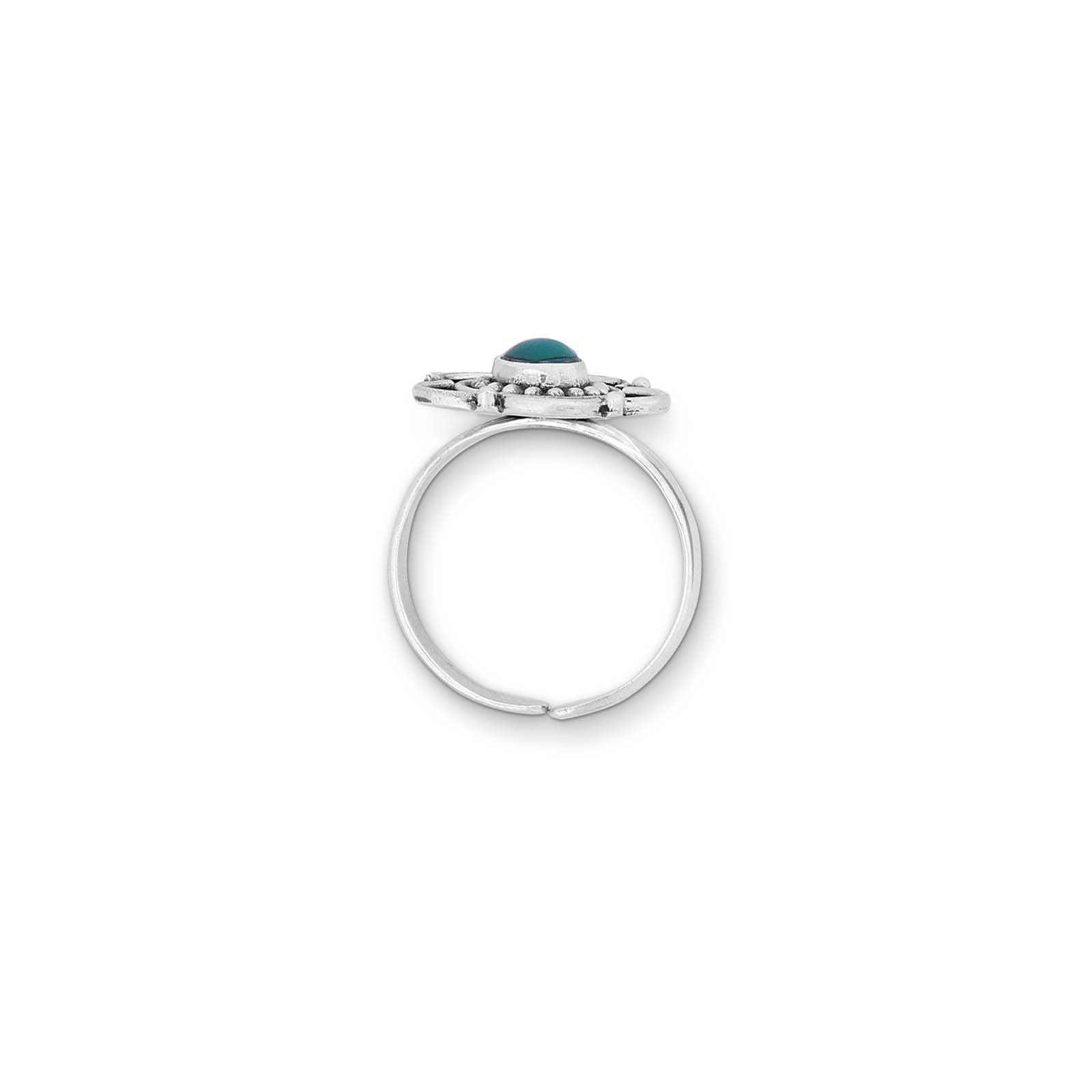 Silver Turquoise Stone Floral Toe Ring