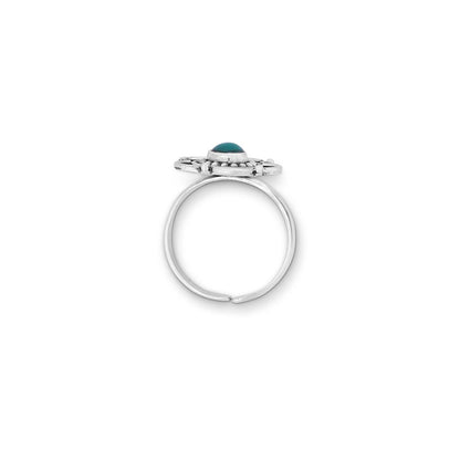 Silver Turquoise Stone Floral Toe Ring