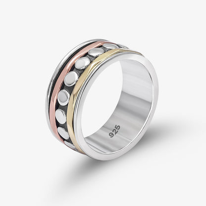 Multitoned Design Silver Band Ring