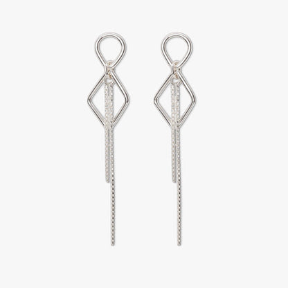 Sleek Threader Chain Design Silver Earrings - Tweov Jewels
