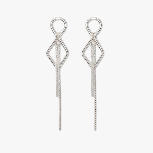 Sleek Threader Chain Design Silver Earrings - Tweov Jewels