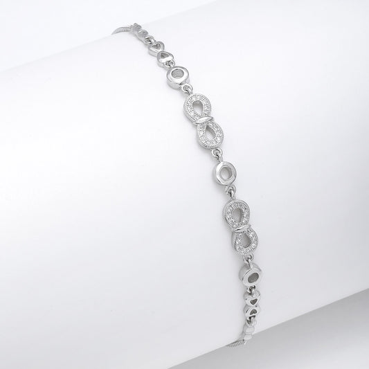 Silver Cz Infinity Chain Bracelet - Tweov Jewels