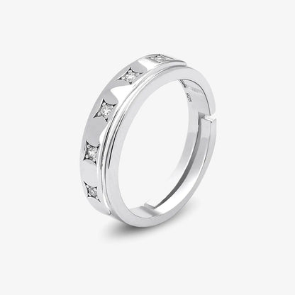 CZ Studded Starlight Silver Ring for Men