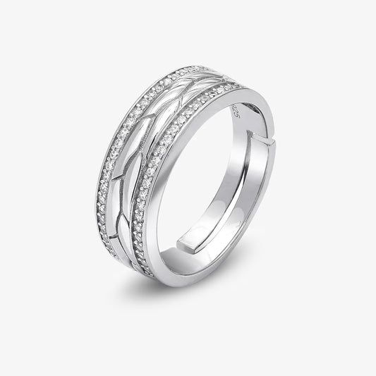 Dual Layered CZ Silver Ring for Women