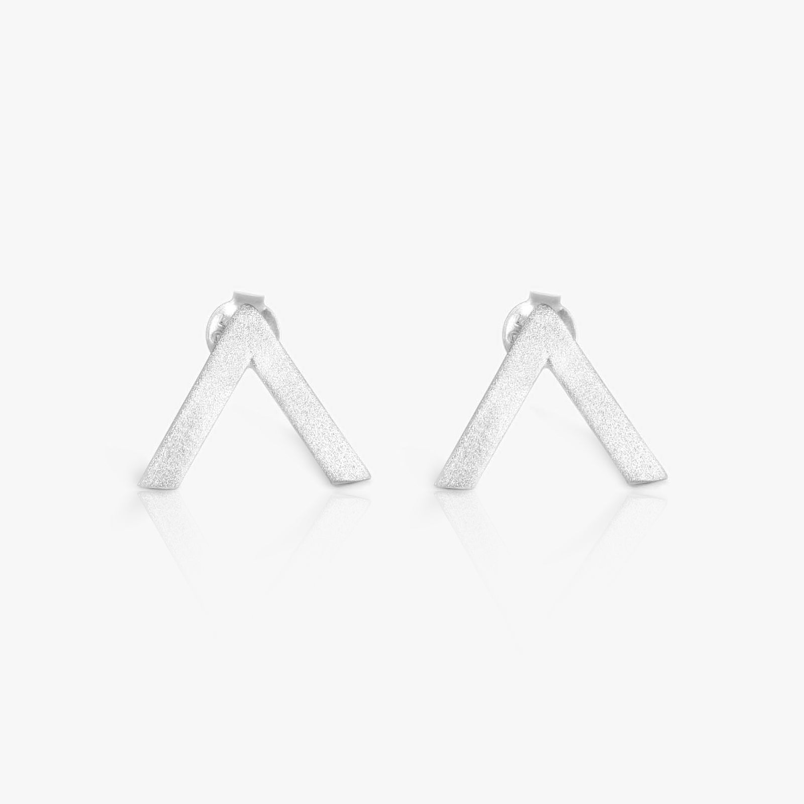 V Shaped Silver Stud Earrings - Tweov Jewels