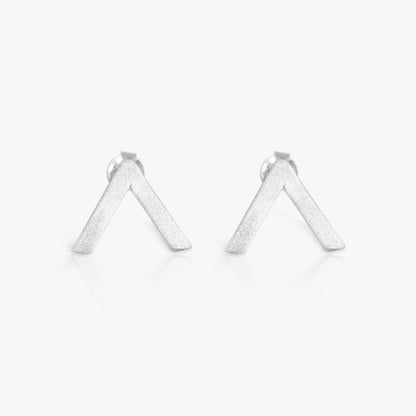 V Shaped Silver Stud Earrings - Tweov Jewels