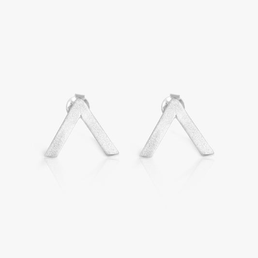 V Shaped Silver Stud Earrings
