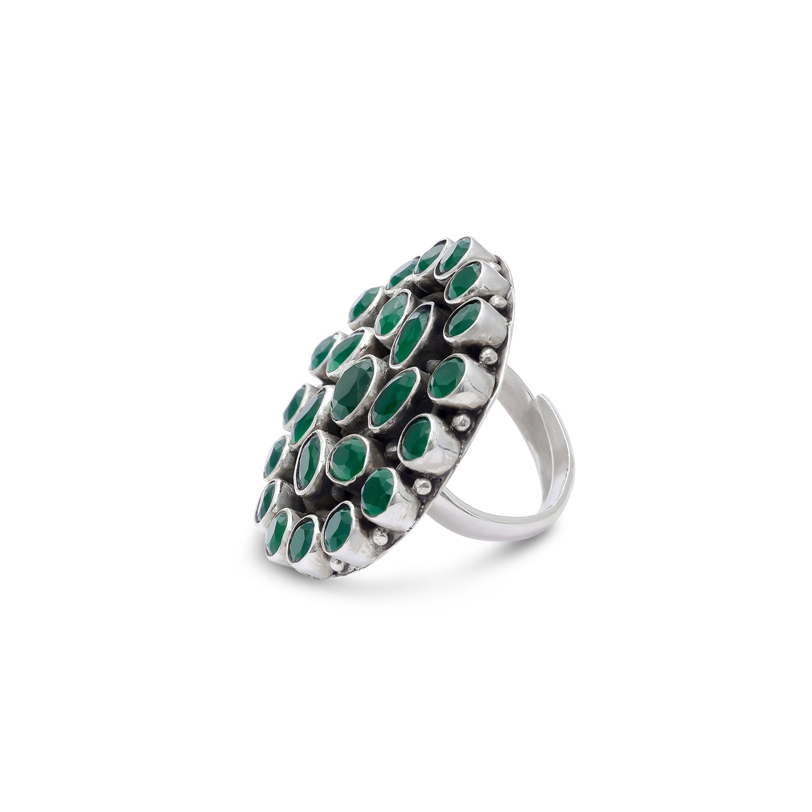 Pure Silver Ring -  Eternal Glow of Silver Emerald Ring - Tweov Jewels