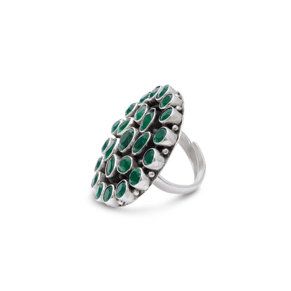 Pure Silver Ring -  Eternal Glow of Silver Emerald Ring - Tweov Jewels