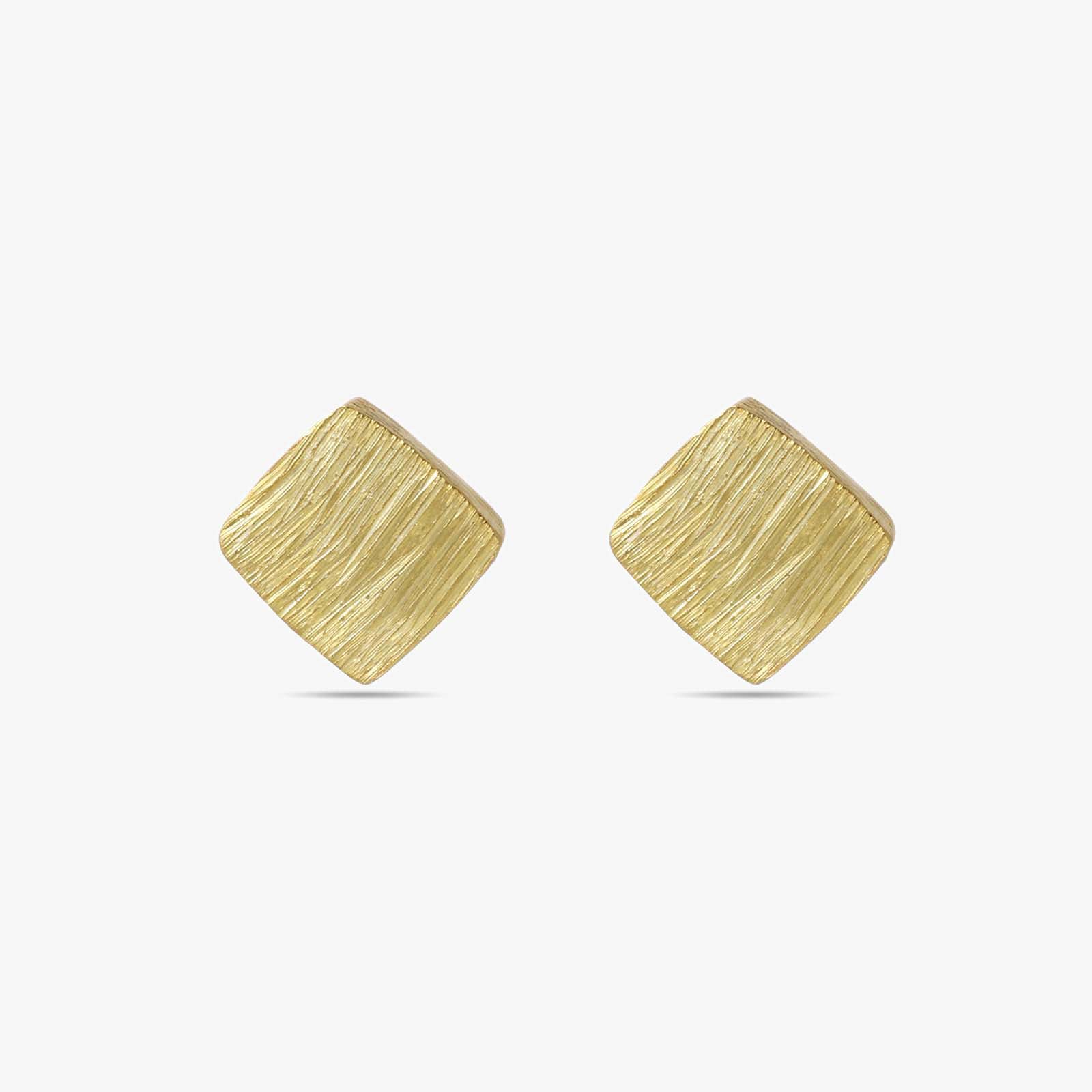 Pure Silver Stud Earrings - Gold Plated With Modern Cubes - Tweov Jewels
