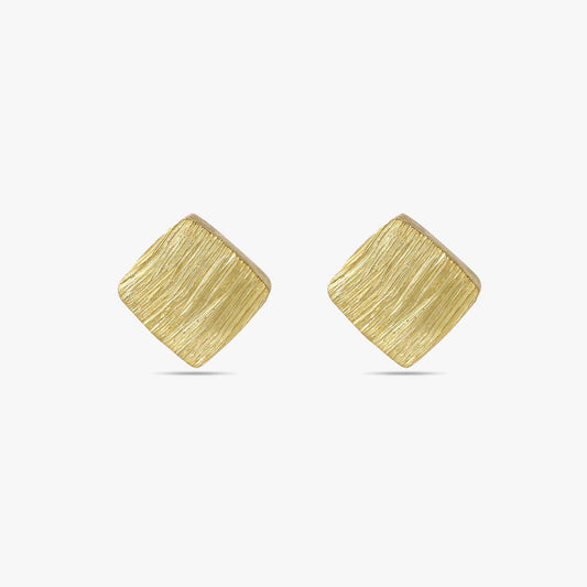 Pure Silver Stud Earrings - Gold Plated With Modern Cubes - Tweov Jewels