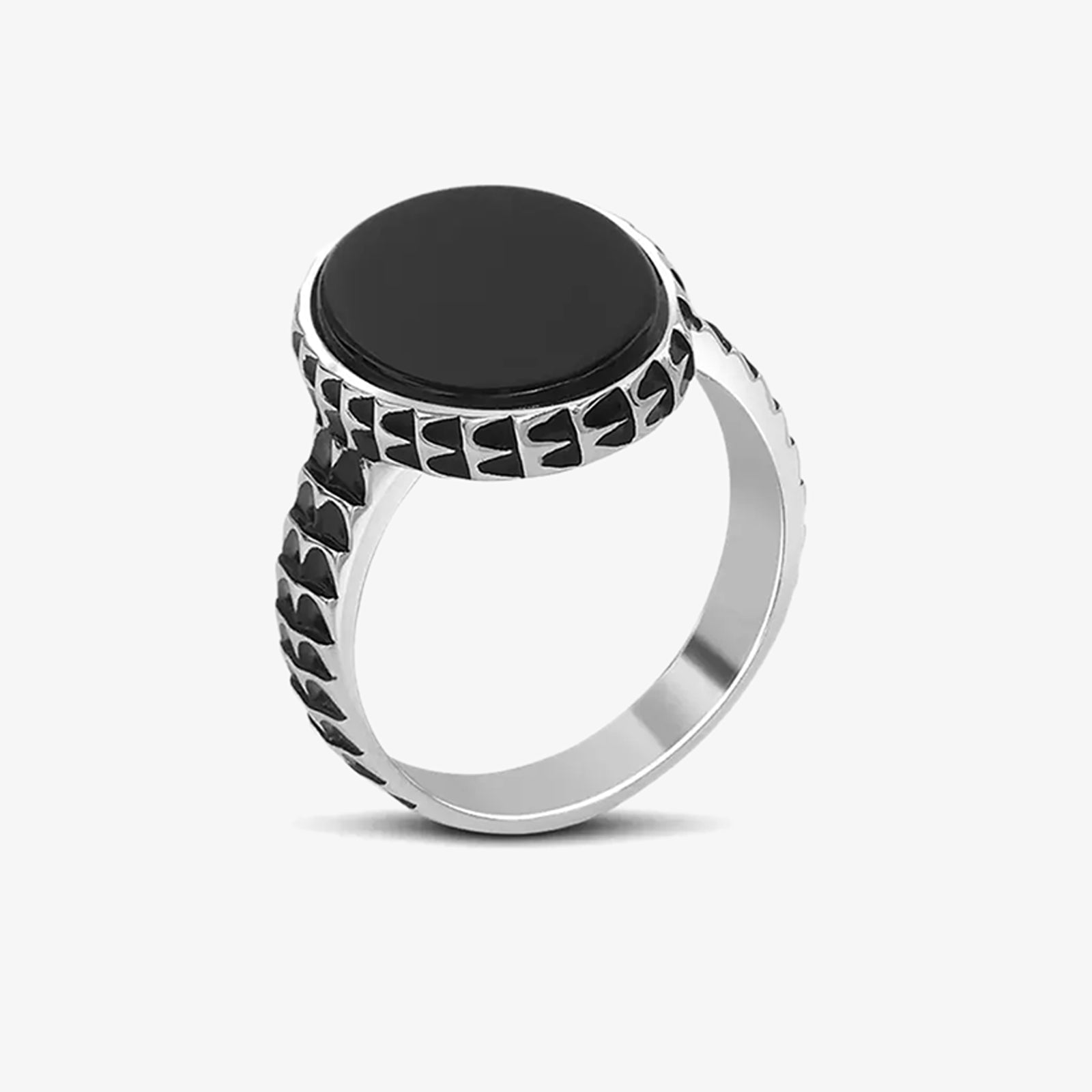Silver Black Stone Ring