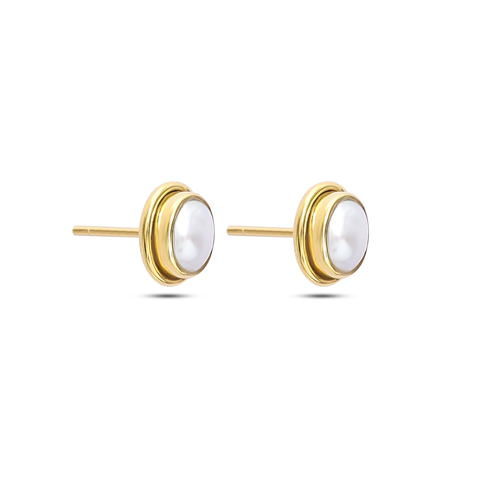 Pure Silver Earrings - Gleaming Gold-Plated Pearl Stud - Tweov Jewels