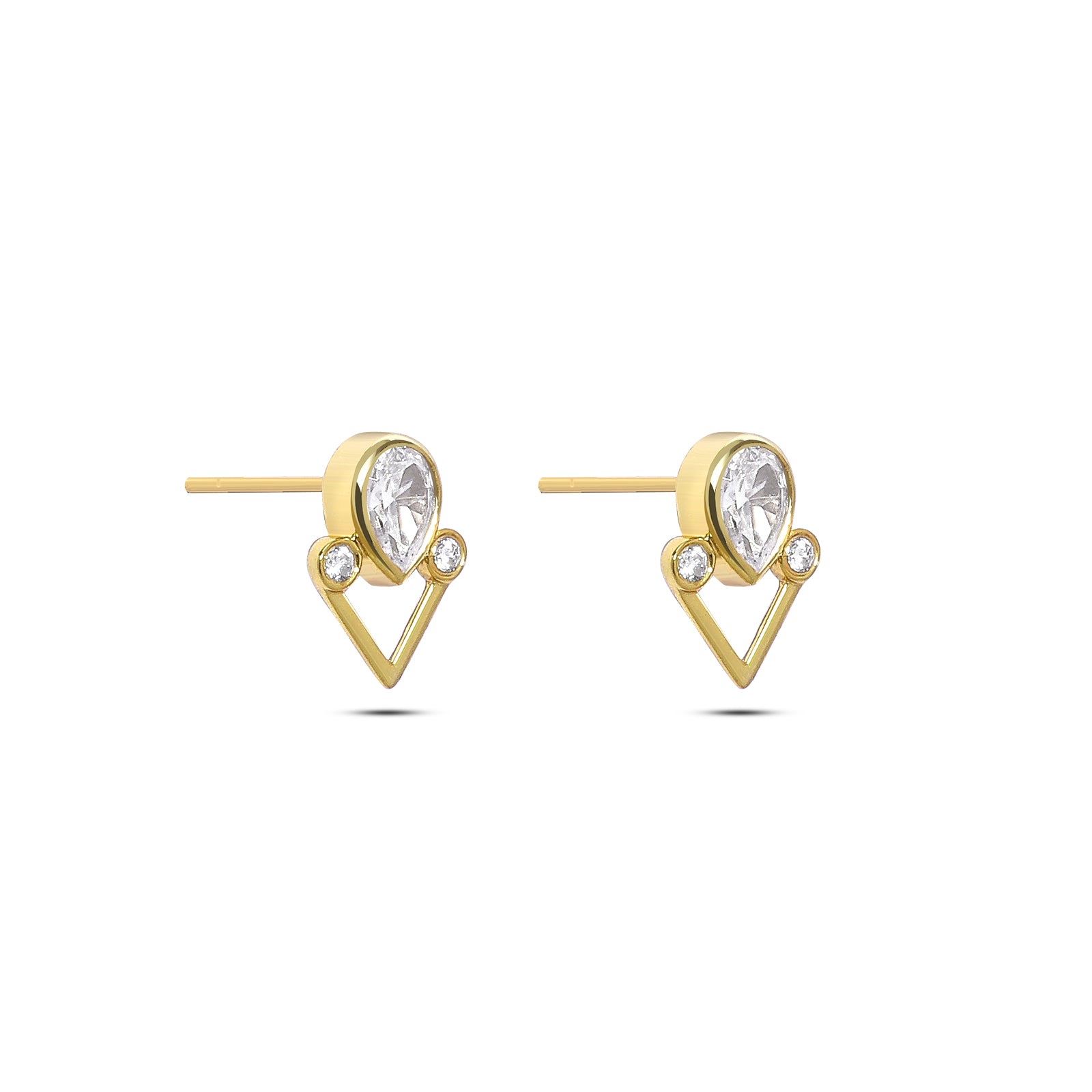 Pure Silver Earrings - Dew Drop in Zirconia Heart - Tweov Jewels