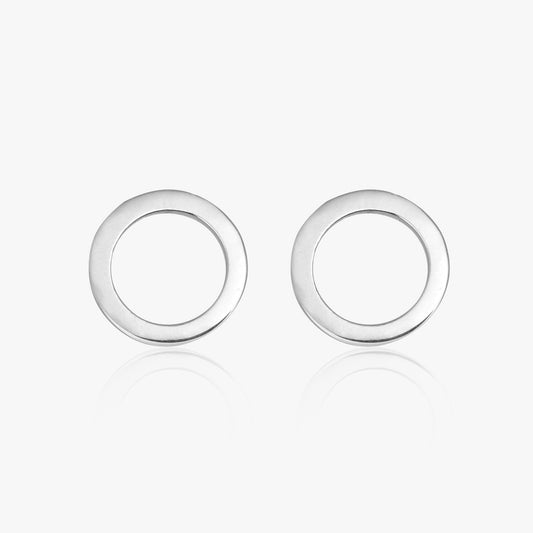 Round Open Silver Stud Earrings