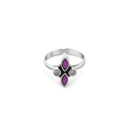 Ruby Marquise Floral Toe Ring For Women – 925 Sterling Silver Rhodium Plated