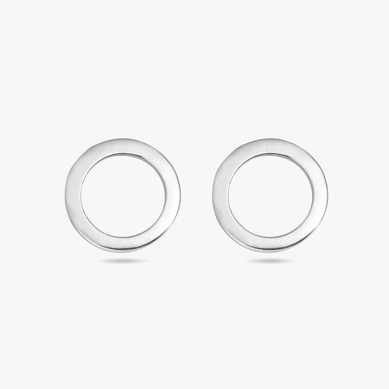 Pure Silver Stud Earrings - Polished Hoop Design - Tweov Jewels