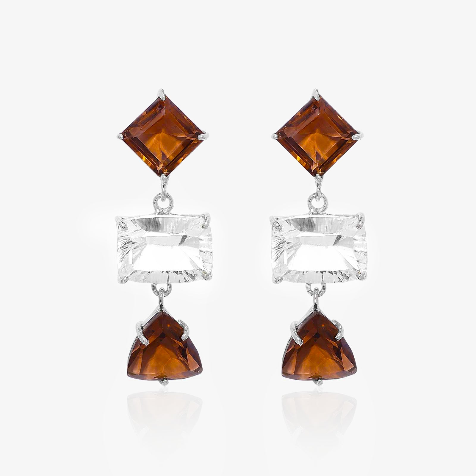 Multicut Brown AD Stone Silver Earrings - Tweov Jewels