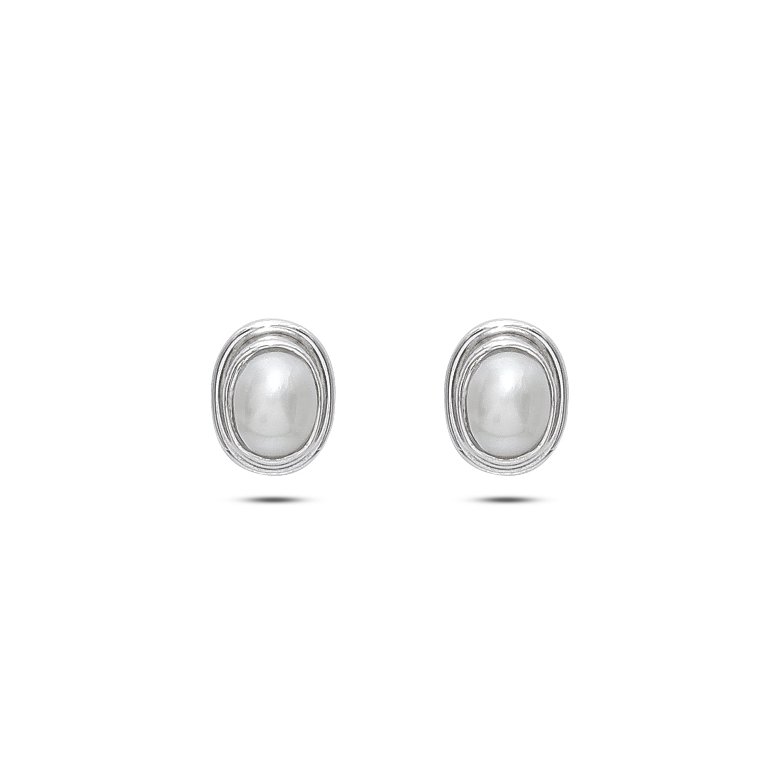 Pure Silver Earrings - Timeless Classic Oval Pearl - Tweov Jewels