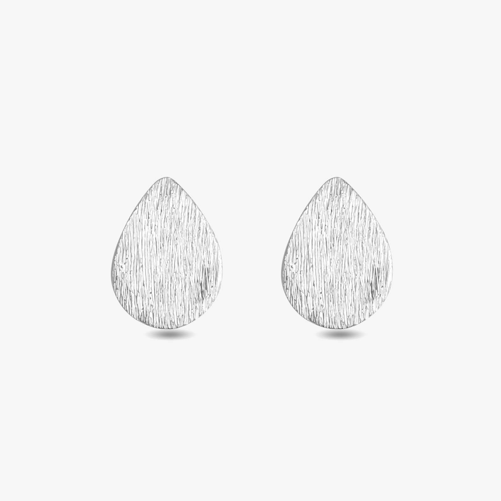 Pure Silver Stud Earrings - Dew-kissed Scratch Finish Model - Tweov Jewels