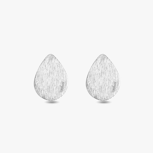 Pure Silver Stud Earrings - Dew-kissed Scratch Finish Model - Tweov Jewels