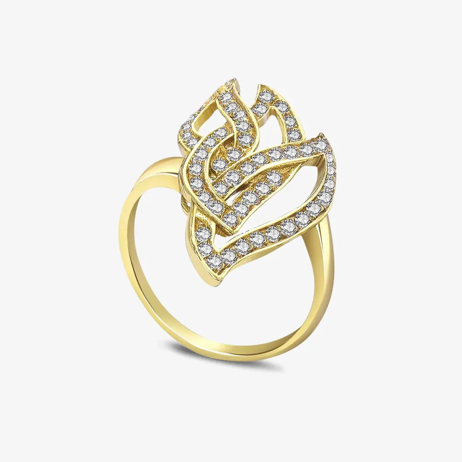 Gold Plated CZ Dream Leaf Ring - Tweov Jewels