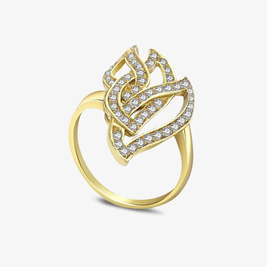Gold Plated CZ Dream Leaf Ring - Tweov Jewels