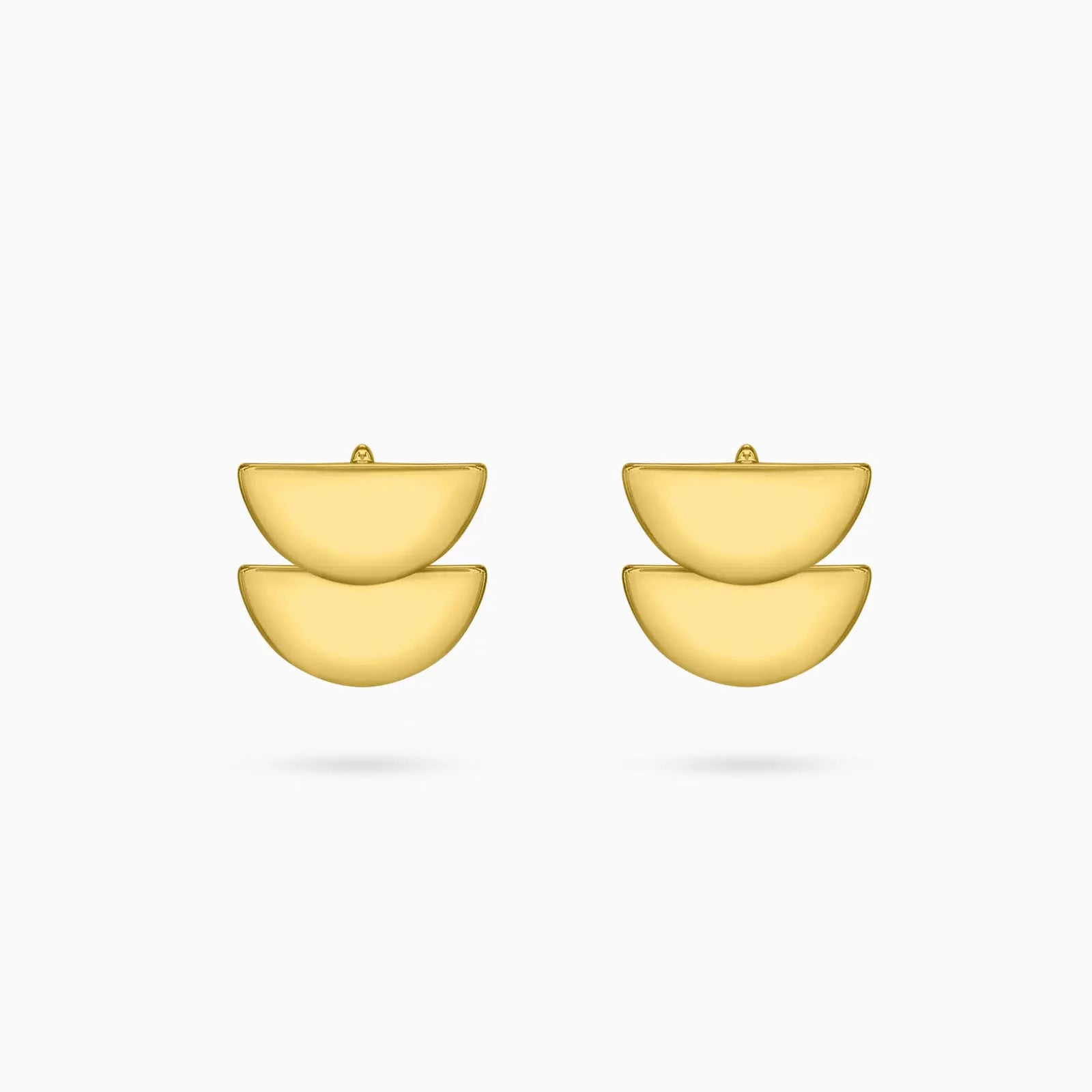 Pure Silver Earrings - Modernized 3 in 1 Gold Stud - Tweov Jewels