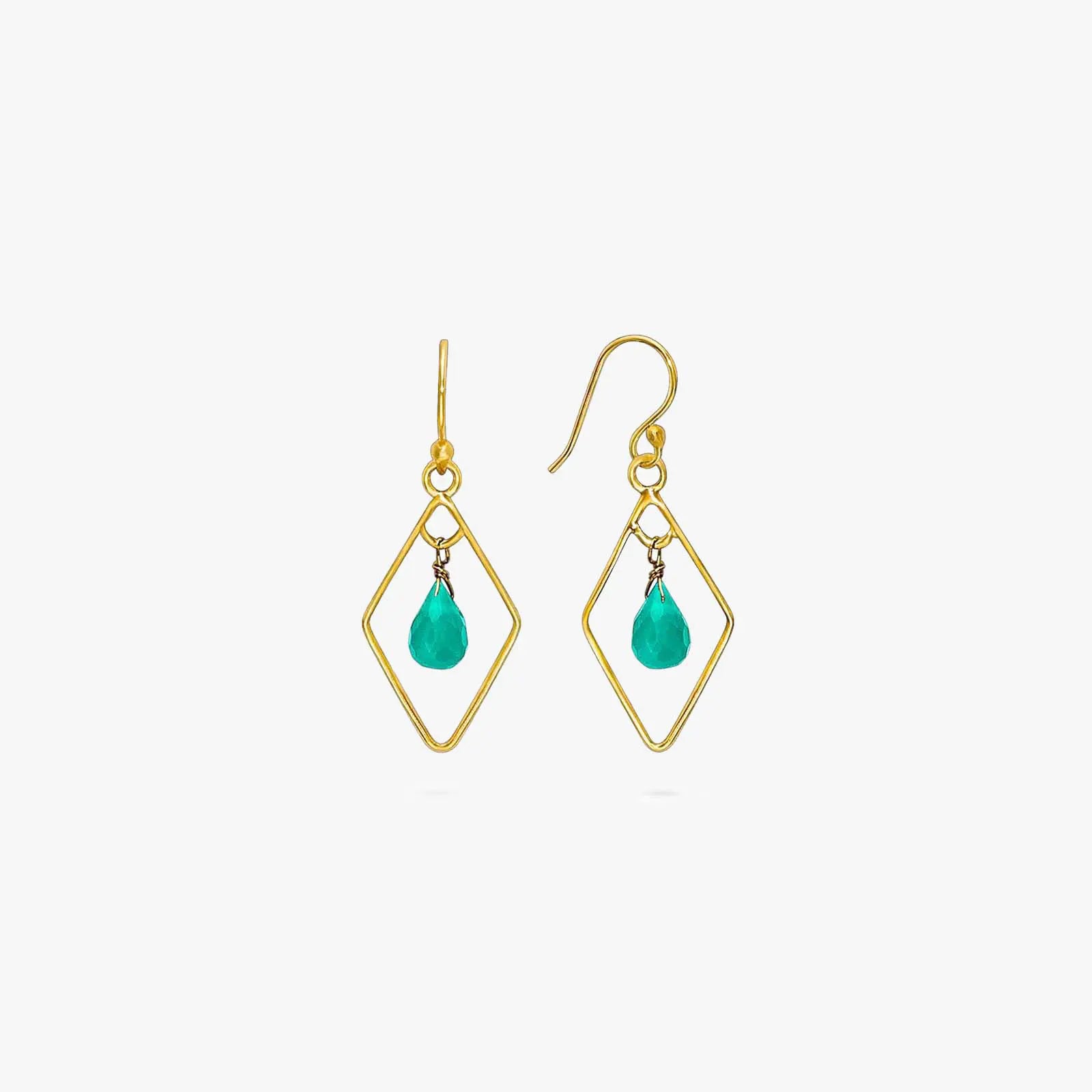 Pure Silver Earrings - Bold Gold Green Garnet - Tweov Jewels