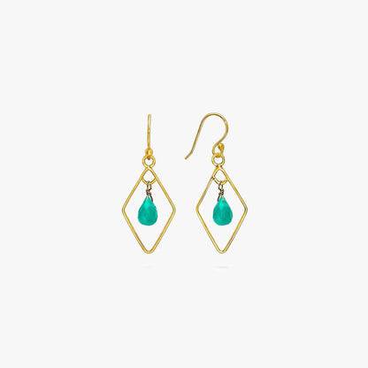 Pure Silver Earrings - Bold Gold Green Garnet - Tweov Jewels