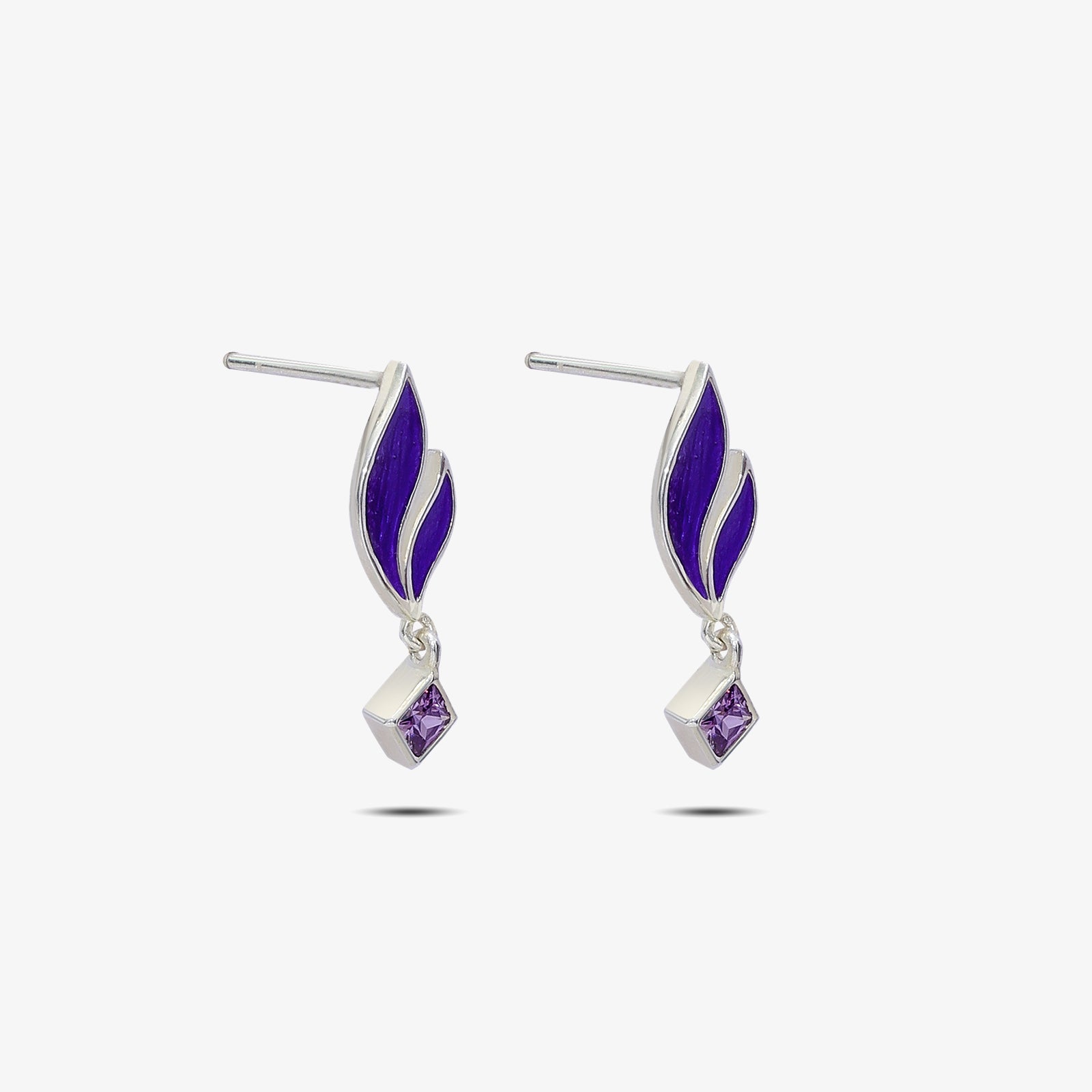 Royal Purple Leaf Silver Earrings - Tweov Jewels