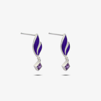 Royal Purple Leaf Silver Earrings - Tweov Jewels