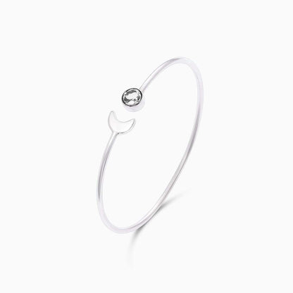 Pure Sterling Silver Lunar Crescent Moon and Sun with Round Zircon Bracelet - Tweov Jewels