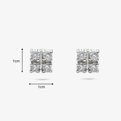Square CZ Silver Stud - Tweov Jewels