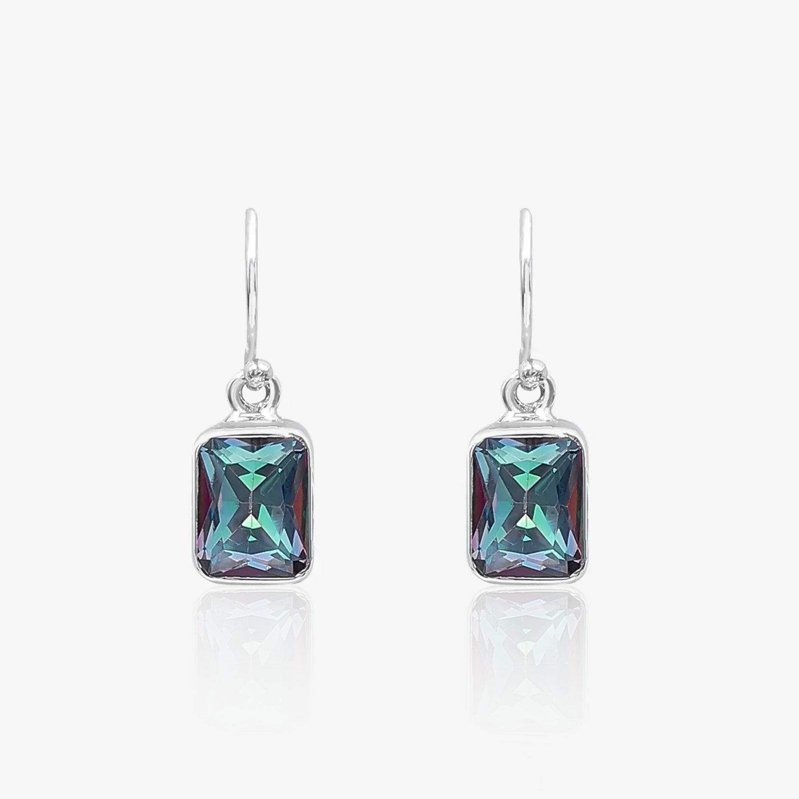Purple Mystic Topaz Stone Studded Silver Drop Earrings