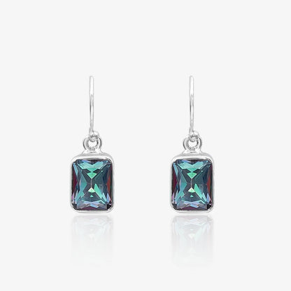 Purple Mystic Topaz Stone Studded Silver Drop Earrings