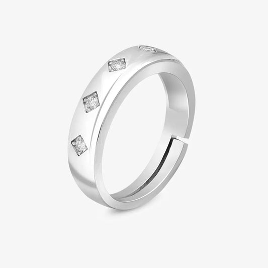 Silver CZ Band Ring for Men - Tweov Jewels