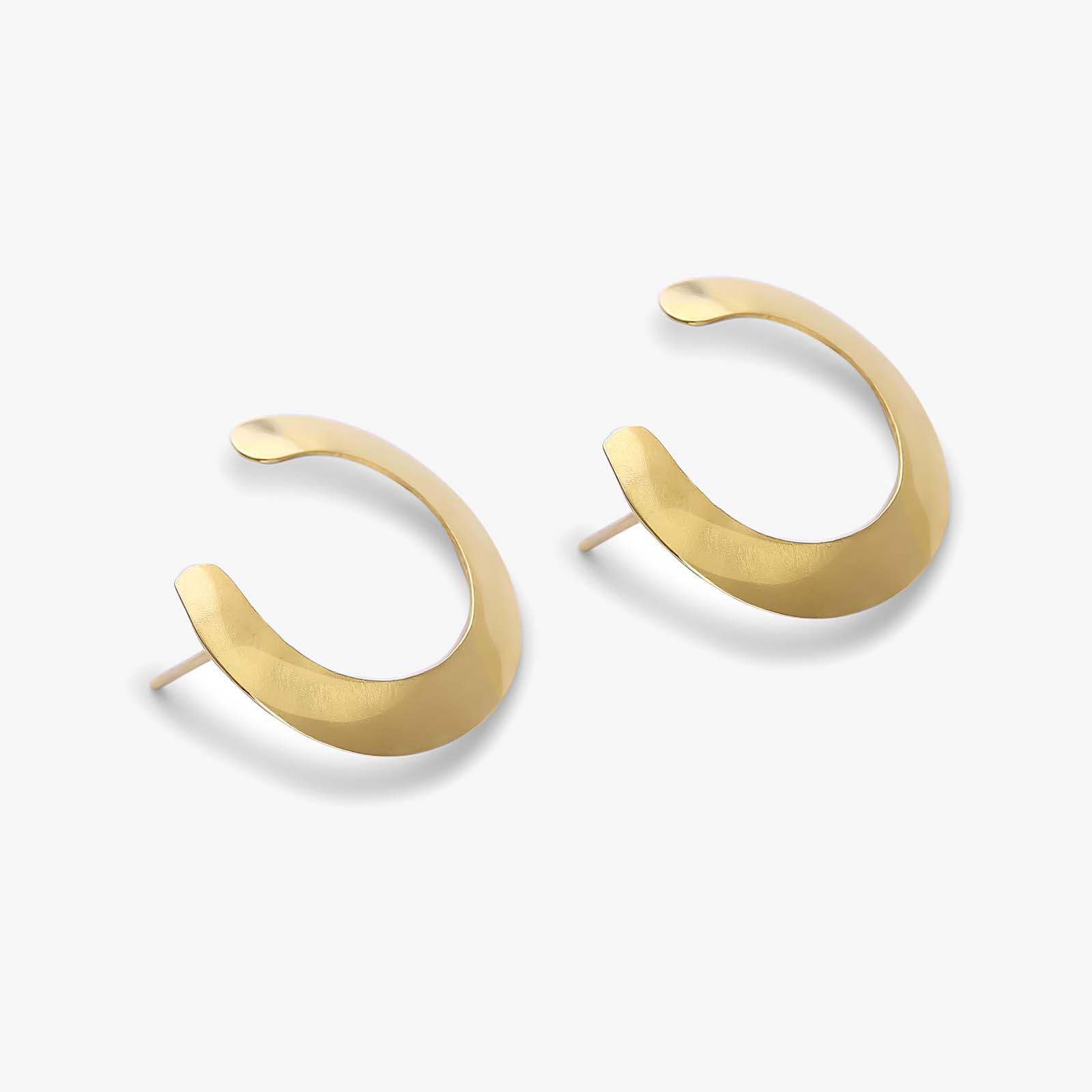 Pure Silver Earrings - Stylish Gold Finish C-Hoops - Tweov Jewels